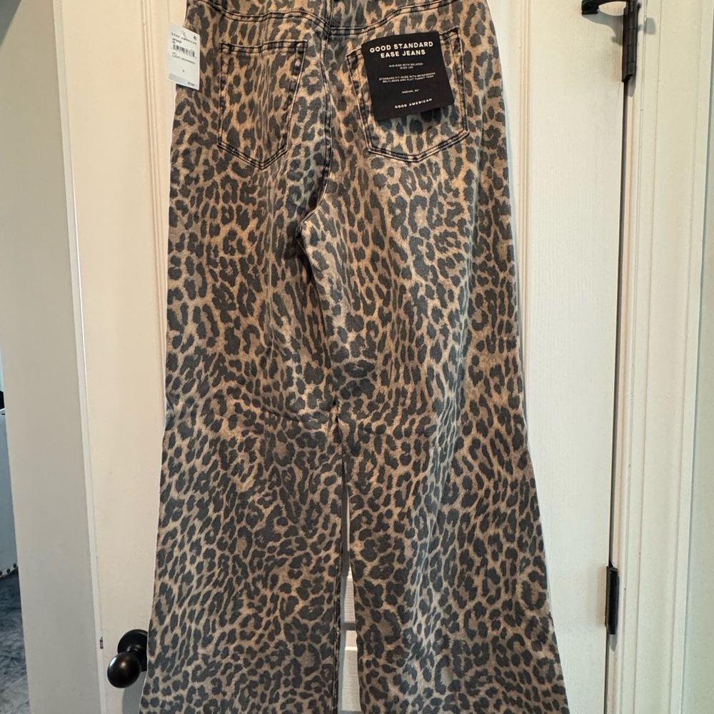 RESERVED FOR @jemacphee Good American Leopard Print Flare Jeans